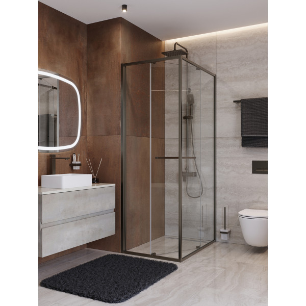 Душевой уголок Cezares Lux 70x90x195 стекло прозрачное, профиль оружейная сталь (LUX-AH-FS-1-70/90-C-GM) Душевой уголок Cezares Lux 70x90x195 стекло прозрачное, профиль оружейная сталь (LUX-AH-FS-1-70/90-C-GM)