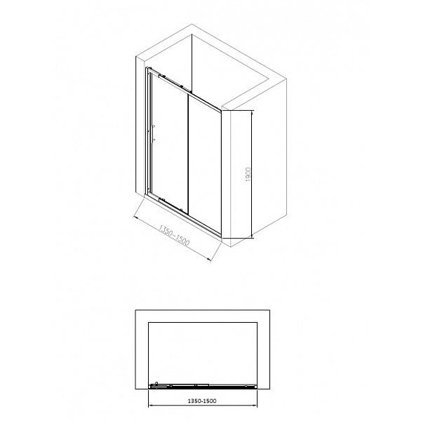 Душевая дверь BandHours Loft 135-150D 135/150х190 стекло прозрачное, профиль полированный хром