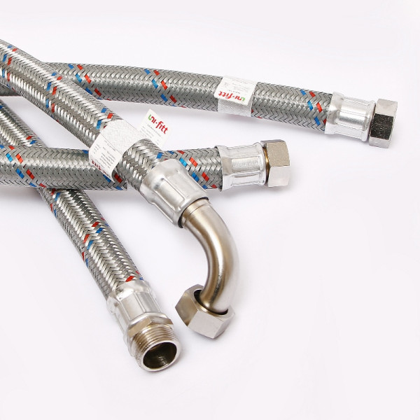 Подводка гибкая антивибрационная Uni-Fitt 600 мм 1" НВ угловая DN 25 оплётка из оцинкованной стали (505S4406)