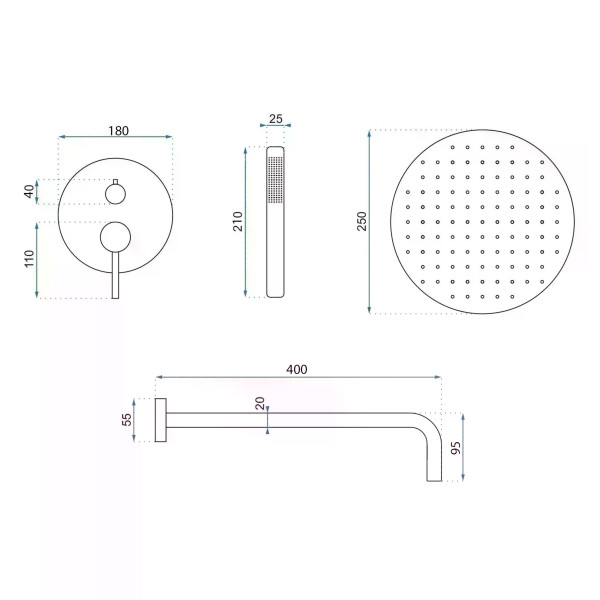 Душевая система Rea Foss/Clif + BOX Copper mat (REA-P5649) Душевая система Rea Foss/Clif + BOX Copper mat (REA-P5649)