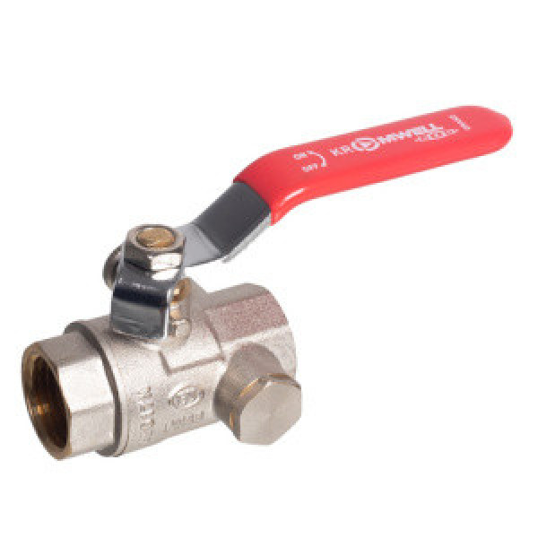 Кран 1/2" ВВ шаровый с дренажем Kromwell ручка (KW.284.04) Кран 1/2" ВВ шаровый с дренажем Kromwell ручка (KW.284.04)