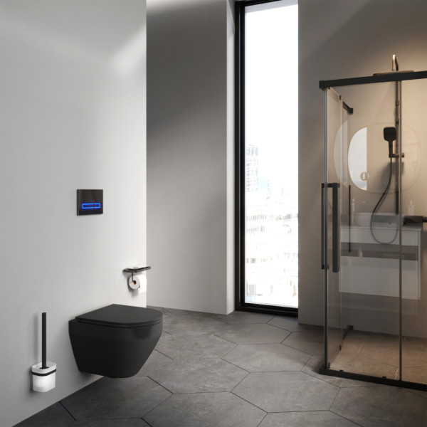 Унитаз подвесной AM.PM Spirit V2.0 FlashClean с сиденьем микролифт черный матовый (C701700MBSC) Унитаз подвесной AM.PM Spirit V2.0 FlashClean с сиденьем микролифт черный матовый (C701700MBSC)