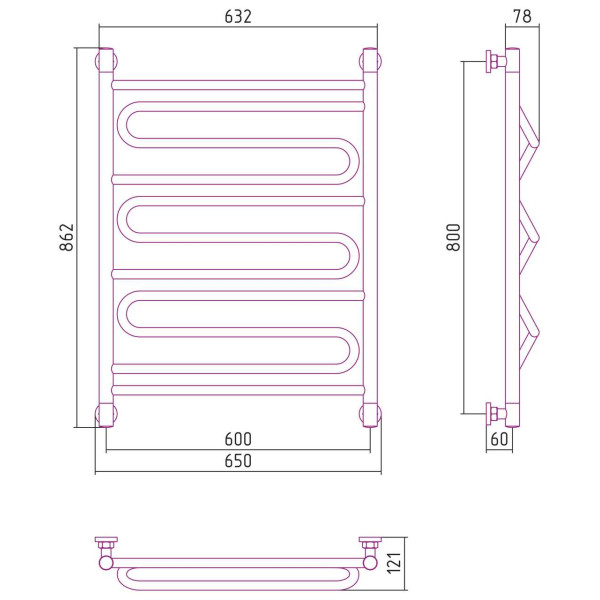 Полотенцесушитель водяной Сунержа Элегия+ 800х600 золотой (03-0205-8060) Полотенцесушитель водяной Сунержа Элегия+ 800х600 золотой (03-0205-8060)