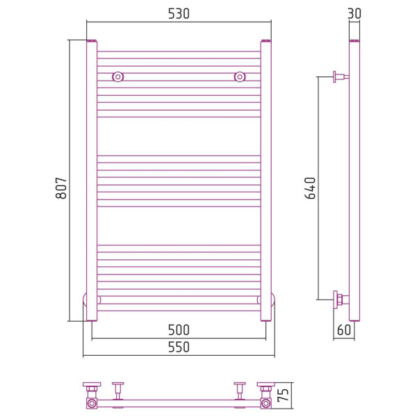 Полотенцесушитель водяной Сунержа Модус 800х500 белый (12-0250-8050)