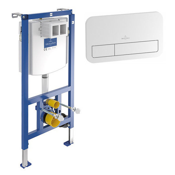 Инсталляция для подвесного унитаза V&B + ViConnect 300S клавиша смыва с 2 объемами, белый (92246100+92249068)