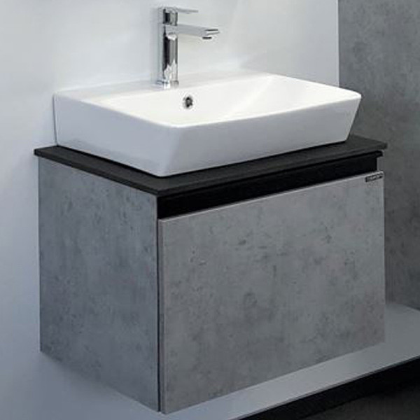 Тумба подвесная с раковиной Comforty Эдинбург 600x400x400 дуб светлый/черный (00-00001928)