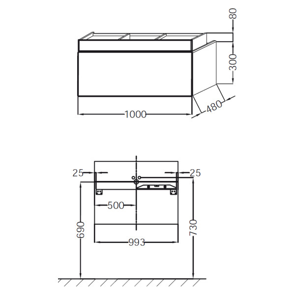 Тумба подвесная Jacob Delafon Terrace 1000x480x380 белый глянец (EB1187-G1C)