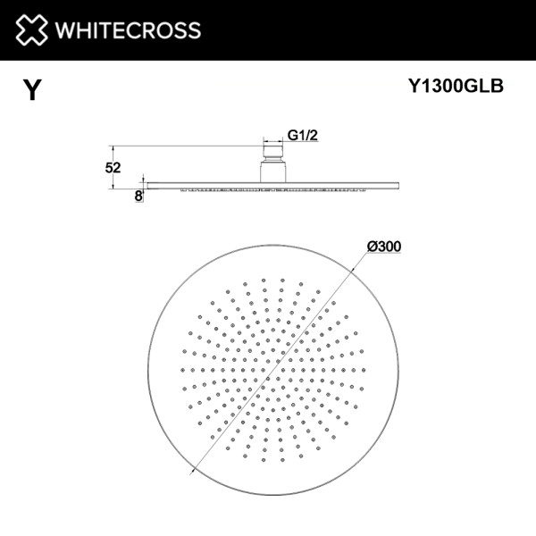 Верхний душ Whitecross D=30 см брашированное золото (Y1300GLB)