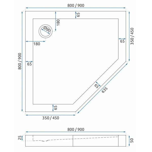 Душевой поддон REA Diamond 90x90 (REA-K6522)