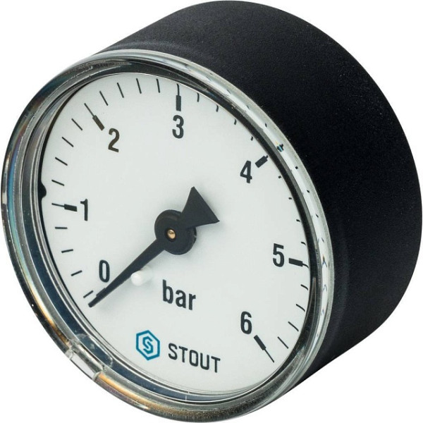 Манометр аксиальный 1/4" 50 мм (0...6 бар, кл.2.5) Stout (SIM-1009-500608)