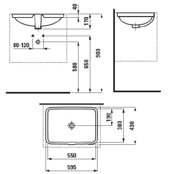 Раковина встраиваемая Laufen Pro (8.1196.3.000.109.1) Раковина встраиваемая Laufen Pro (8.1196.3.000.109.1)