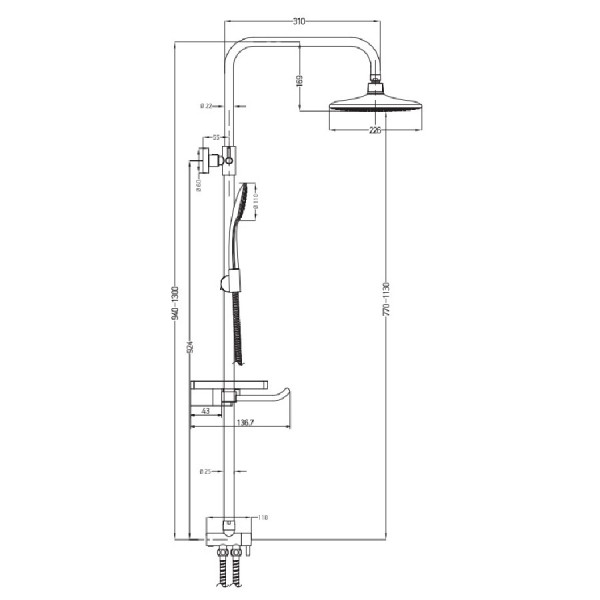 Душевой гарнитур Esko хром (ST1300)