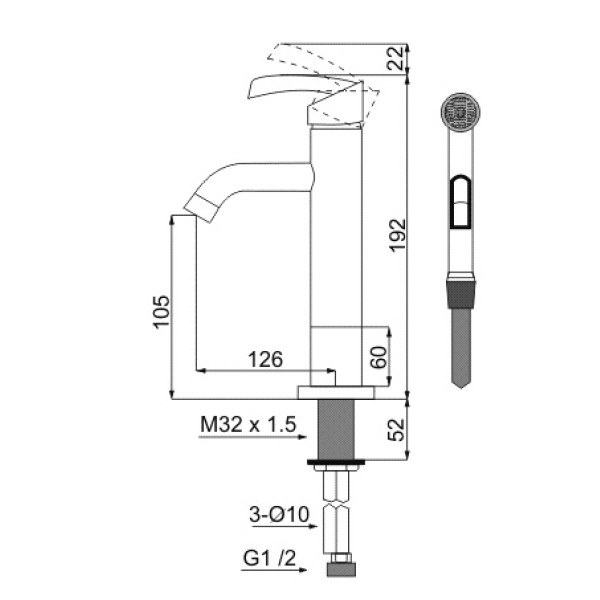 Смеситель для раковины Grana Mimas с гигиеническим душем, хром (10308) Смеситель для раковины Grana Mimas с гигиеническим душем, хром (10308)