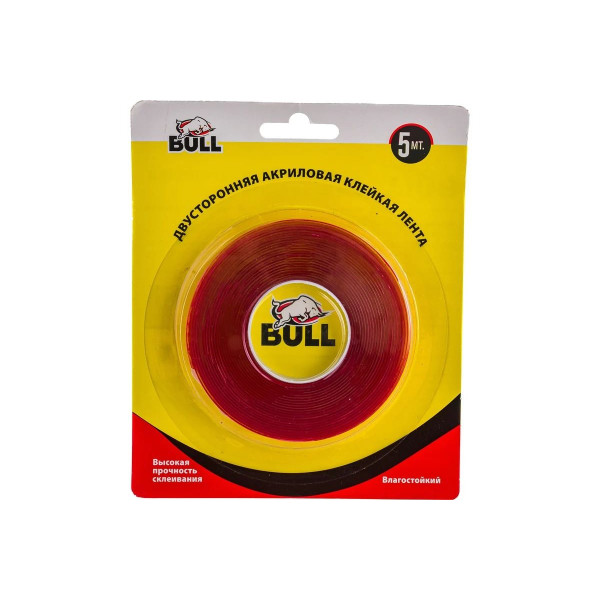 Скотч акриловый двухсторонний Bull 10 мм х 5 м (BAT1005) Скотч акриловый двухсторонний Bull 10 мм х 5 м (BAT1005)