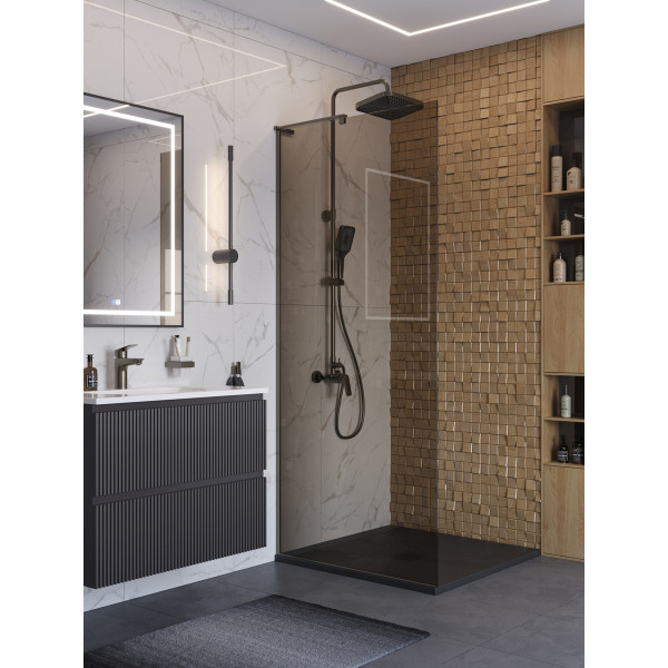 Душевое ограждение BelBagno Uno 90x200 стекло тонированное бронзовое, профиль оружейная сталь матовая (UNO-L-1-TB-90-BR-GM) Душевое ограждение BelBagno Uno 90x200 стекло тонированное бронзовое, профиль оружейная сталь матовая (UNO-L-1-TB-90-BR-GM)