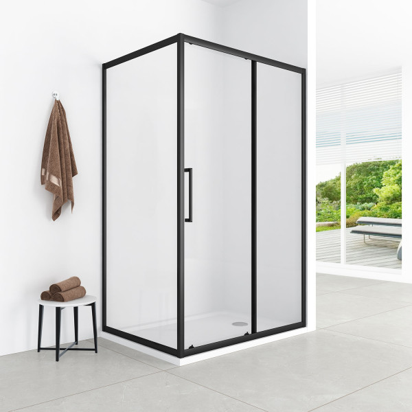 Душевой уголок Loranto 80x120x80 стекло прозрачное, профиль черный матовый (CS-AB02B-128)