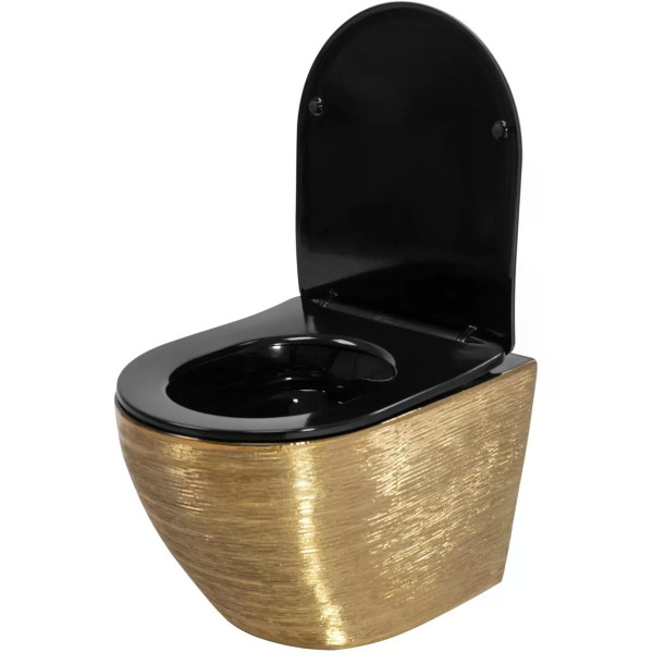 Унитаз подвесной безободковый Rea Carlo mini Brush Gold/Black золотой (REA-C3300) Унитаз подвесной безободковый Rea Carlo mini Brush Gold/Black золотой (REA-C3300)