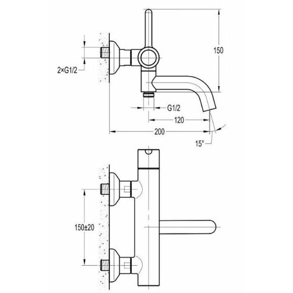 Смеситель для ванны и душа Cezares Eco хром (ECO-VD-01) Смеситель для ванны и душа Cezares Eco хром (ECO-VD-01)