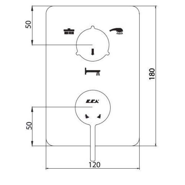 Смеситель для ванны и душа E.C.A. Purity внешняя часть хром (102167302HEX-K) Смеситель для ванны и душа E.C.A. Purity внешняя часть хром (102167302HEX-K)