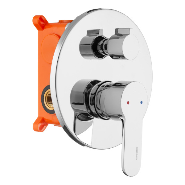 Смеситель для душа Swedbe Platta встраиваемый подключение на 3 выхода в монтажном боксе Swedbe хром (5521) Смеситель для душа Swedbe Platta встраиваемый подключение на 3 выхода в монтажном боксе Swedbe хром (5521)