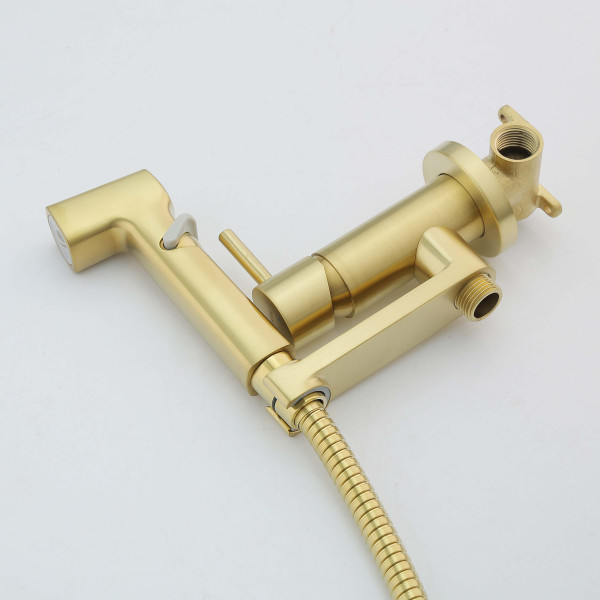 Смеситель с гигиеническим душем Aquatek Ника золото шлифованное (AQ1819BG)