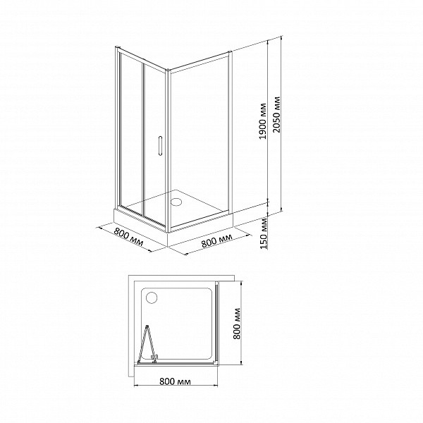 Душевой уголок BandHours Snow/Side/Square 88 80х80 поддон в комплекте, стекло прозрачное, профиль хром Душевой уголок BandHours Snow/Side/Square 88 80х80 поддон в комплекте, стекло прозрачное, профиль хром
