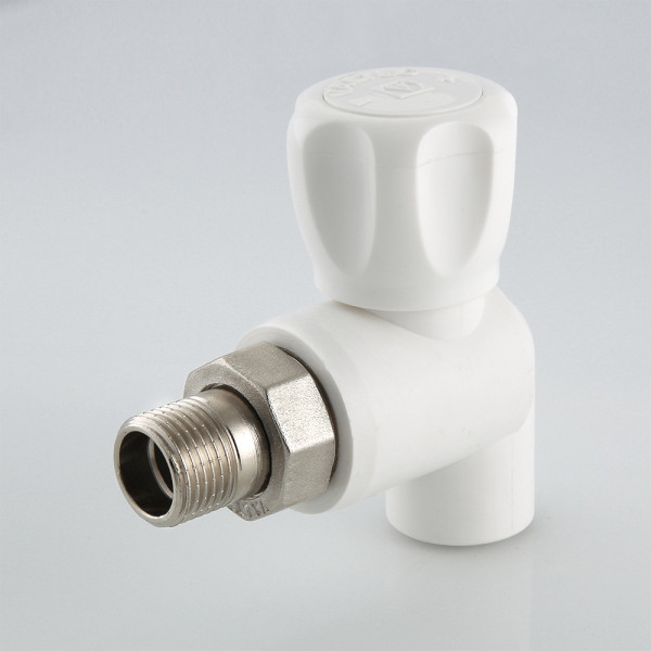 Кран шаровой со сгоном угловой PP-R 20x1/2"Н Valtec (белый) VTp.718.0.02004 Кран шаровой со сгоном угловой PP-R 20x1/2"Н Valtec (белый) VTp.718.0.02004
