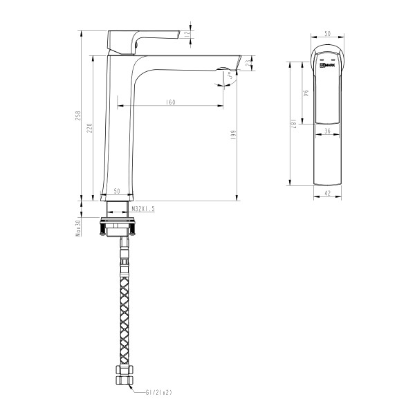 Смеситель для раковины Lemark Ursus черный (LM7209BL)