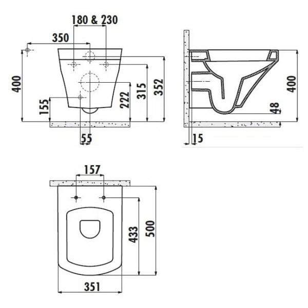 Унитаз подвесной с биде Creavit Sorti 35,1x50x35,2 белый (SR320-00CB00E-0000)