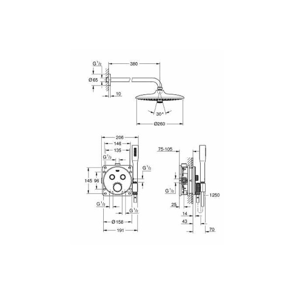 Система душевая Grohe Grohtherm SmartControl встраиваемая (34744000)