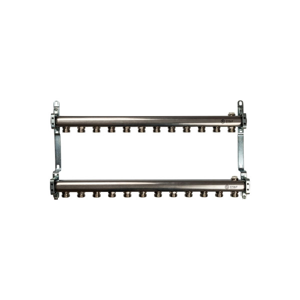 Коллекторная группа 12 отводов 1"x3/4"(18)EK для радиаторной разводки Stout (нерж.сталь) (SMS-0923-000012)