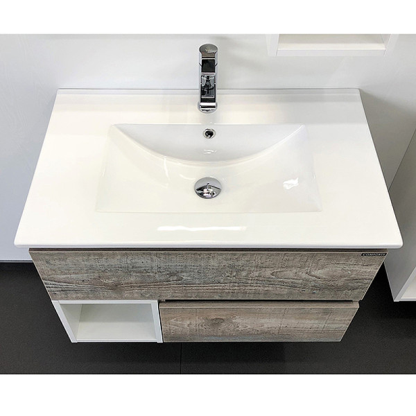 Тумба подвесная с раковиной Comforty Турин 750x465x500 дуб бежевый (00-00013913)