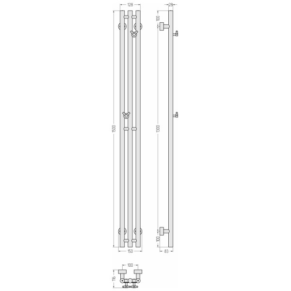 Полотенцесушитель водяной Сунержа Терция Pro 1500х100 матовый белый (30-0444-1510)