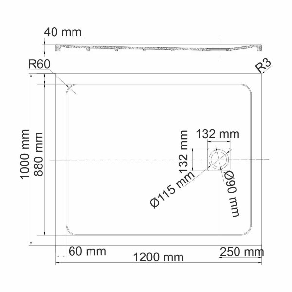 Душевой поддон Wasser Kraft Neime 120x100 (19T10)