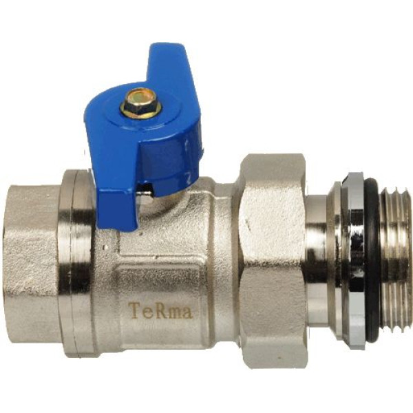 Кран 1" шаровый со сгоном TeRma (синяя бабочка, O-ring) (33501) Кран 1" шаровый со сгоном TeRma (синяя бабочка, O-ring) (33501)