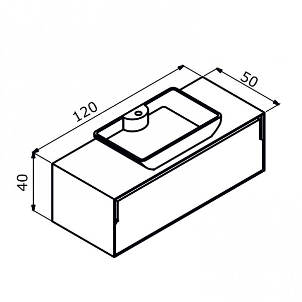 Тумба подвесная Orka Craft 1200x500x400 с раковиной орех/антрацит (5001127)