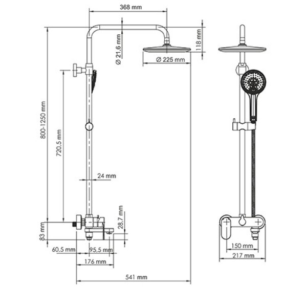 Система душевая WasserKRAFT A17401 черная