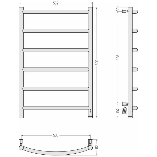 Полотенцесушитель электрический Сунержа Галант 4.0 800x500 провод справа матовый белый (30-0831-8050)