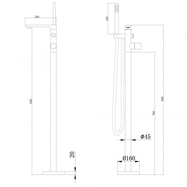 Смеситель напольный Abber Rund розовое золото матовое (AF8715MRG)
