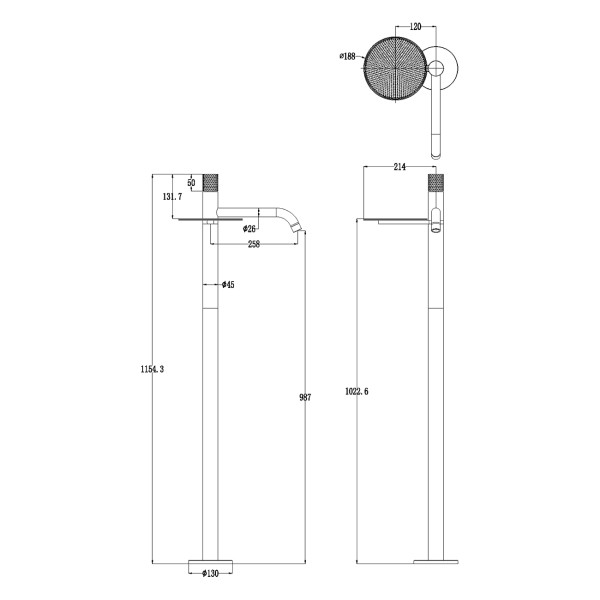 Смеситель напольный Boheme Stick Черный (120-BB.4)