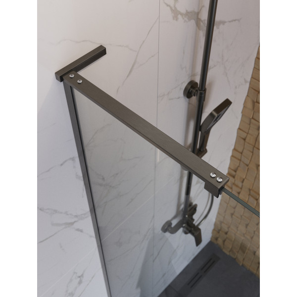 Душевое ограждение BelBagno Uno 100x200 стекло прозрачное, профиль оружейная сталь матовая (UNO-L-1-TB-100-C-GM)