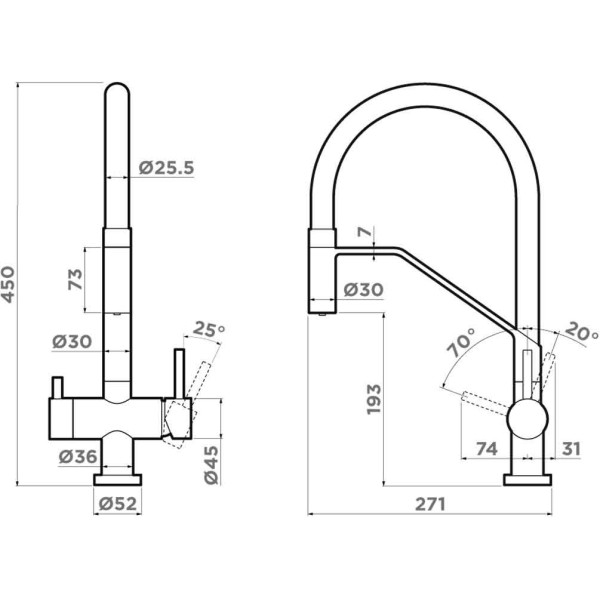 Смеситель для кухни Omoikiri Akeno-C-BL с переключателем на фильтр хром/черный (4994543)