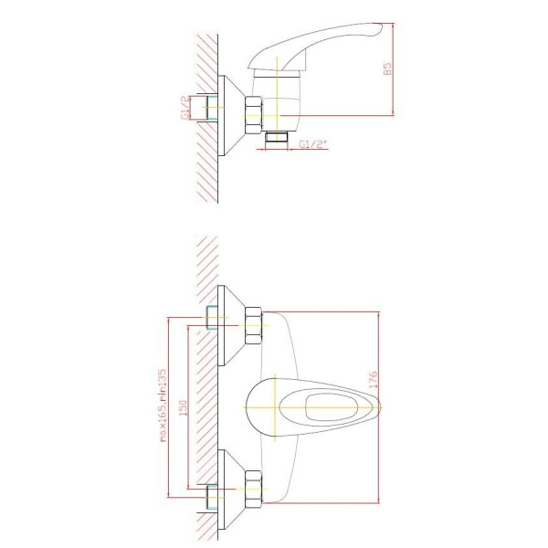 Смеситель для душа Клевер Nega хром (NG 80) Смеситель для душа Клевер Nega хром (NG 80)