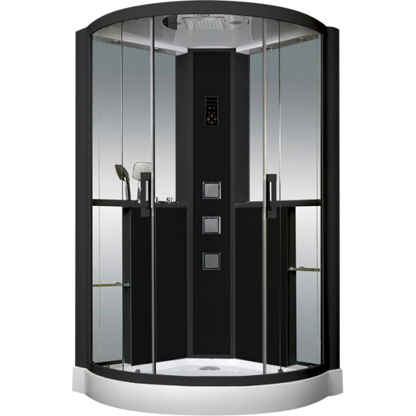Душевая кабина с гидромассажем Grossman 120x120 стекло прозрачное, профиль черный (GR-242)