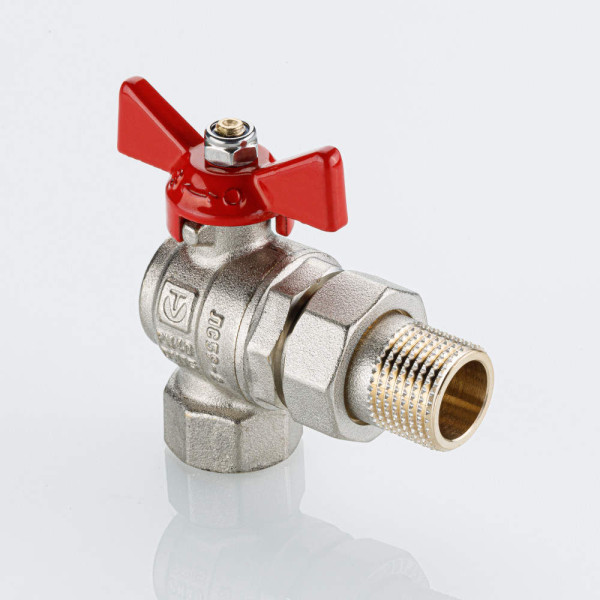 Кран угловой 1/2" шаровый со сгоном Valtec Base-ГОСТ (красная бабочка) VT.228S.N.04