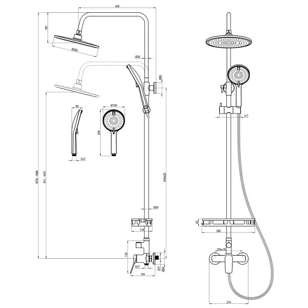 Душевые системы Lemark Ortus хром (LM11360C)