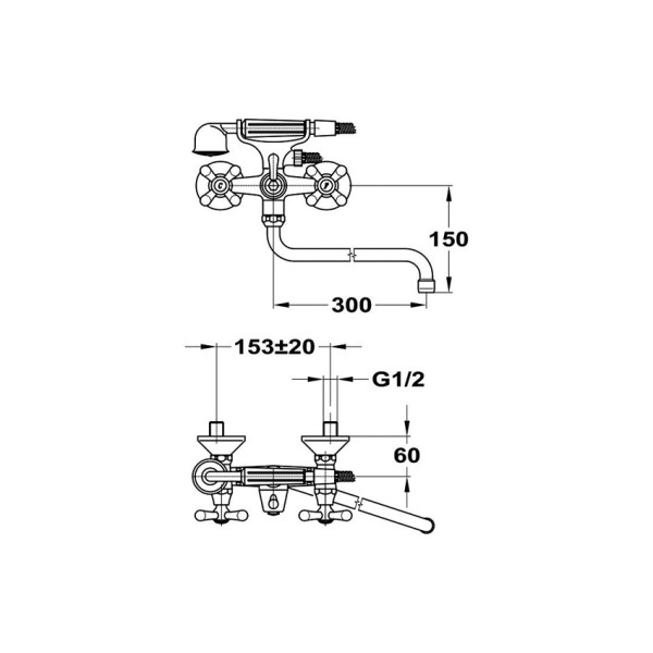 Смеситель для ванны и душа Mofem Treff 603 Cer (145-0021-31)