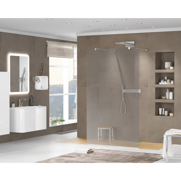 Душевая перегородка Cezares Liberta 90x195 стекло серый, профиль хром (LIBERTA-L-2-90-120-GR-Cr)