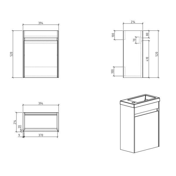 Тумба подвесная BelBagno Pietra Mini 40 см Bianco Lucido (Pietra Mini-400-1A-SO-BL-L)