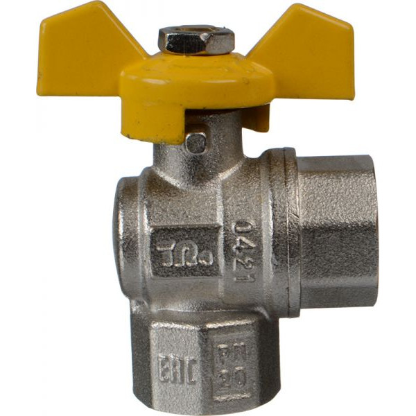 Кран газовый угловой 1/2" ВВ шаровый TeRma-R (бабочка) (30570) Кран газовый угловой 1/2" ВВ шаровый TeRma-R (бабочка) (30570)
